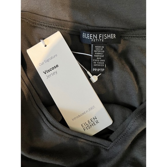 NWT Eileen Fisher Viscose Jersey V-Neck Dress Ash Grey XS NEW - Picture 3 of 7